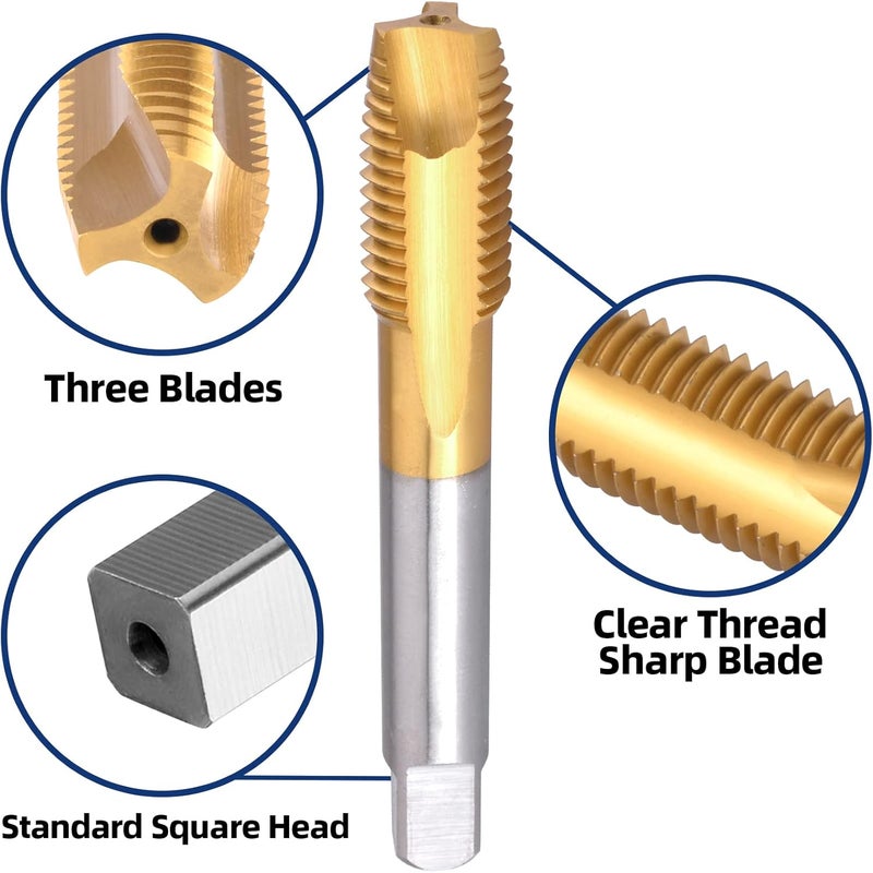 Burkit M14 Spiral Point Tap, HSS Titanium coating M14 x 2 Spiral Point Plug Threading Tap - Image 4